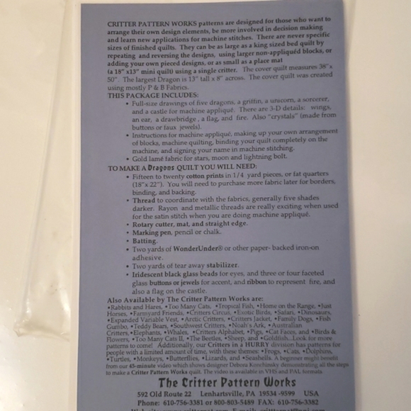 Dragon Quilt Pattern & Instructions New - Picture 7 of 10